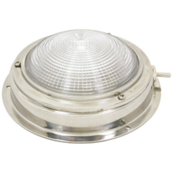 allpa Messing Kajuitlamp met geribde lens, 12V -15W, A=140mm, B=98mm, met ventilatie & schakelaar