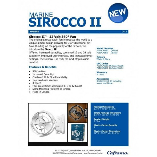 SIROCCO II  WIT 12-24V  2-3 SNELH.