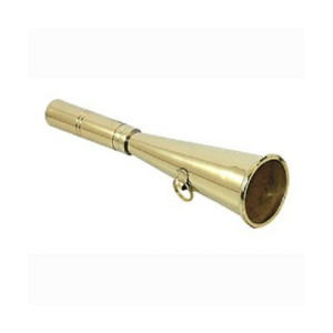 Kleine sinaalhoorn messing met ring 145 mm.