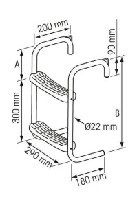 Steigertrap RVS 2 treden 245 mm hoogte