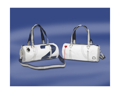 Sea-Lady - Ronde damestas met kunstleder - Wit - Rood - 36x17x17 cm
