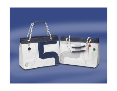 Sea Wave - Boodschappentas, met touw-hengsels - Wit - D. Blauw - 42x17x36 cm