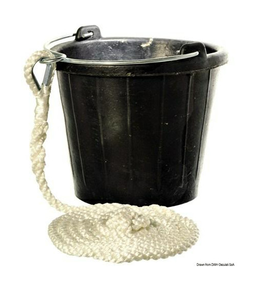 Rubber emmer 8 liter met 3 meter lijn