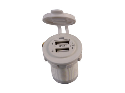 USB stopcontact dubbel 3.4A wit met flush frame