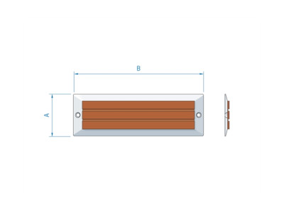 Opstapplaat, Rvs-Teak, 195 X 57mm