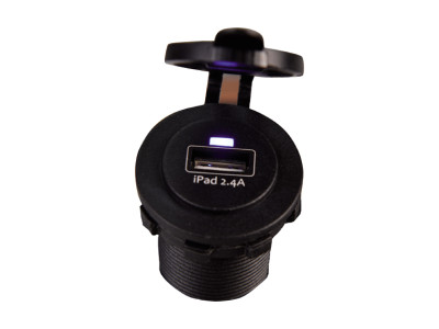 USB stopcontact enkel 2.4A zwart met flush frame